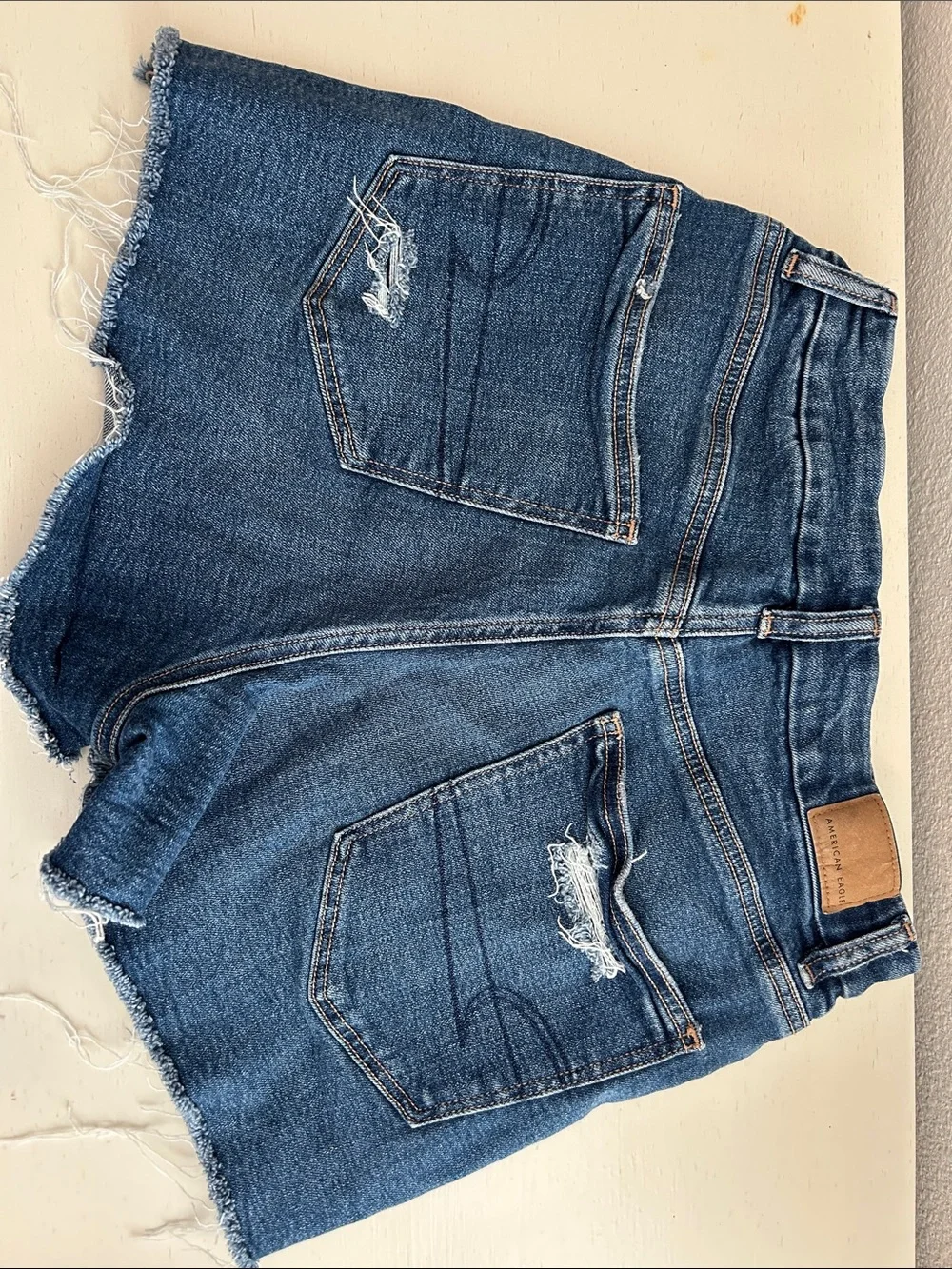 American Eagle Outfitters Distressed Dark Wash Denim Cutoff Shorts